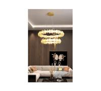 LXYST Moderno Ciondolo a Rotondo Luce Calda White Acrilico lampadario Minimalista Gold Aitura del soffitto Soggiorno e Sala Pranzo Regolabile Decorazione per la casa Elegante da 60 cm