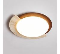 LXYST Natural Stflush Mount Light LED Wood Chandelier Lamp Style Close to Ceiling Lights Round Chandeliers for Bedroom bay Window Balcony Entryway/3 Color Mode/Dia30Cm