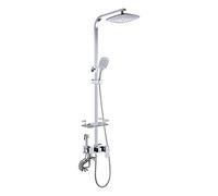 LXYST Rainfall Chrome Set, Brass Silver System with Overhead Hand Held Jets Head And Hose, Shower Fitting Kit for Bathroom Teenage