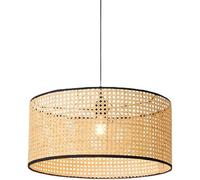 LXYST Rattan Chandeliers Wicker Boho Hand Woven Drum Light Kitchen Island Cylinder Black Hanging Lamp Long Linear Coastal Chandelier for Kids Bedroom Dining Room/C Style30Cm
