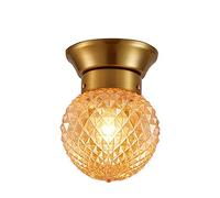 LXYST Semi-Flush Mounted Glam Light with Clear Glass Globe Shade, Antique Brass Finish Ceiling Lighting for Living Dining Room Bedroom Hallway/Clear