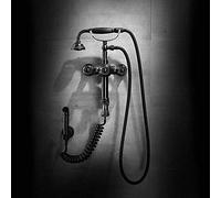 LXYST Set da Bagno Antico Intagliato Nero Europeo retrò valvola ad Acqua Mista miscuglio di Doccia Portatile Stityling Telefono con dimora Fissa del Rubinetto.