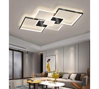 Lxysy Plafoniera LED Moderna Plafoniera Rettangolare Platino Plafoniera Dimmerabile per Soggiorno Plafoniera Design Rettangolare Bianco e Nero con Telecomando (Bianco + Nero)