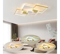 Lxysy Plafoniera LED Soffitto Dimmerabile Plafoniere Soggiorno Plafoniere Per Camera da Letto, Per Soggiorno, Sala da Pranzo, Cucina, Ufficio (Bianco + Oro, L90CM)