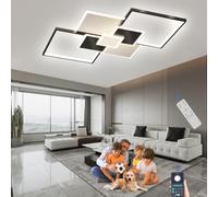 Lxysy Plafoniera LED soffitto dimmerabile Plafoniere soggiorno Plafoniere per camera da letto, per soggiorno, sala da pranzo, cucina, ufficio (Bianco + Nero, L110CM)