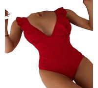 LXYUTY Costume da Bagno Donna Swimsuit One Piece Women Bruffer Swimweus Swimwear Push Up Body Swimsuit Female Bareding Abita-Rosso-M