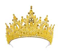 LXZSMH Copricapo da donna, diademi corona gioielli for capelli da donna Diademi nuziali vintage in cristallo rosso Corone regina Donna Strass Pageant Diadema Accessori for capelli da sposa(Yellow)