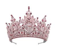 LXZSMH Copricapo da Donna, diademi Corona Gioielli for Capelli da Donna Diademi Nuziali Vintage in Cristallo Rosso Corone Regina Donna Strass Pageant Diadema Accessori for Capelli da Sposa(Pink)