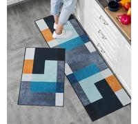 LY4U 2 Pezzi Tappeti da Cucina e Stuoie, TPR Backing Antiscivolo Tappetino, Acqua Assorbente Runner Set Lavatrice, 43x75 + 43x120cm