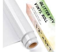 Lya Vinyl Vinile a trasferimento termico glitterato bianco, 30,5 cm x 1,5 m, vinile HTV glitterato per Cricut, Silhouette Cameo, vinile termoadesivo glitterato per panni, cappelli, tessuti