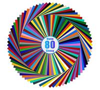 Lya Vinyl Vinile autoadesivo permanente per Cricut, confezione da 80, 40 fogli opachi e 40 colori lucidi, per taglio CRI e silhouette, decorazioni per feste, adesivi, taglierine per auto, decalcomanie