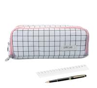 lyanny Astuccio semplice - Borsa WC con chiusura lampo, morbida per cosmetici con grande capacità, per ufficio di classe, scrittura, lezioni d'arte, viaggi, lavoro, riunioni, rosa e bianco., vedi