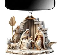 lyanny Ornamenti per presepe, ciondolo per natività - Segni del presepe 'albero di Natale,Decorazione per albero di Natale con presepe, ciondolo in acrilico con presepe, robusto ornamento