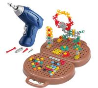 lyanny Play Toolbox with Drill | 203 pezzi per bambini Trapano avvitatore giocattolo - Set di giocattoli educativi per bambini dopo la scuola, compleanno, feste di classe all'aperto viaggio famiglia
