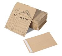 Lyaor 100 Pezzi Mini Sacchetto di Carta Kraft 9x13cm Busta Autoadesiva Pacchetti per Semi Busta di Kraft Marrone per Sacchetti Regalo Caramelle Semi Monete Gioielli