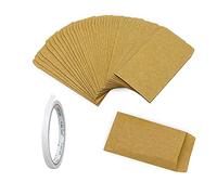 Lyaor 100 Pezzi Mini Sacchetto Gommato di Carta Kraft Busta Pacchetti Marrone per Sacchetti Regalo Caramelle Semi Monete Gioielli - con Nastro Biadesivo (6x10)