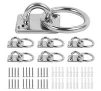 Lyaor 6 Pezzi M5 Gancio per Piastra Oculare Placca Occhiello in 304 Acciaio Inossidabile con Anello Gancio Robusto per Montaggio a Parete a Soffitto Piastra Ancoraggio per Barche Yoga Swing Amaca