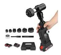 LYAYYDS Punzonatrice idraulica con Corsa da 22 mm, Scarico Automatico della Pressione con 6 matrici (Φ22-60 mm) e Batteria da 21 V 2x2500 mAh, perforatrice per Metallo Senza Fili per Acciaio Q235