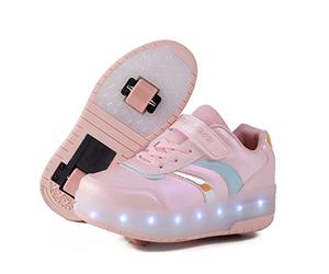 LYBANG Ragazzi e Ragazze LED Glow Multicolor USB Ricarica Scarpe da Skateboarding Tecnologia Ruote Retractable Outdoor Esercizio Scarpe Sportive Regalo dei Bambini