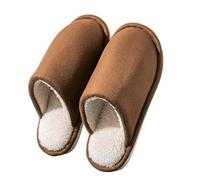 LYBQFZ Ciabatte Pantofole di Cotone Uomo Extra Large Size Autunno E Inverno Indoor Home Antiscivolo con Suola Spessa-caffè-48-49