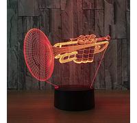 Lybring Luce notturna 3D, a forma di tromba, lampada a LED con illusione di strumenti musicali, da tavolo, scrivania, luce che cambia colore, decorazione per la casa per feste di compleanno