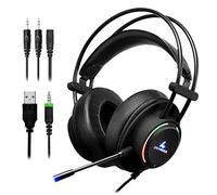 LYCANDER Cuffie da gioco con microfono e luce LED, ingresso 3,5 mm (per PC, PS4, Xbox One, Nintendo Switch e altro)