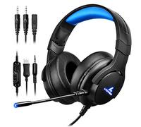 LYCANDER Cuffie da gioco con microfono e luce LED, ingresso 3,5 mm (per PC, PS4, Xbox One, Nintendo Switch e altro)