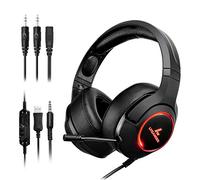 LYCANDER Cuffie da gioco con microfono e luce LED, ingresso 3,5 mm (per PC, PS4, Xbox One, Nintendo Switch e altro)