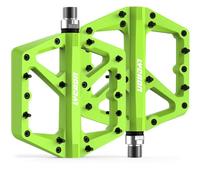 LYCAON Pedali bici da strada/mountain bike, Pedale per Bicicletta Fibra di Nylon Antiscivolo CR-MO, 3 Cuscinetti CNC per 9/16" BMX MTB, Pedali a Piattaforma Piatta Leggeri e Larghi (Verde)
