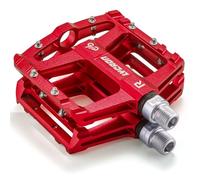 LYCAON Pedali per Bicicletta, Pedale per Bici Antiscivolo in Lega di alluminio CNC, CR-MO & 3 Pedali Cuscinetti per BMX MTB 9/16 Pollici (Rosso)