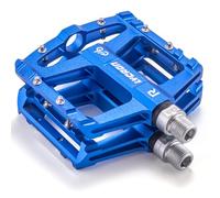 LYCAON Pedali per Bicicletta, Pedale per Bici Antiscivolo in Lega di alluminio CNC, CR-MO & 3 Pedali Cuscinetti per BMX MTB 9/16 Pollici (Blu)