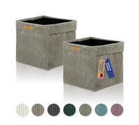 Lycce Kallax, set da 2 pezzi, inserto Kallax, 33 x 33 x 31 cm, contenitore con rivestimento in velluto rimovibile, adatto per scaffali Ikea Kallax, scatole pieghevoli in tessuto non tessuto, tortora