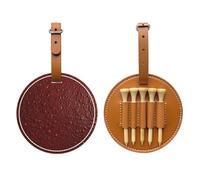 Lychee - Borsa portaoggetti in pelle marrone per tee da golf, multifunzionale, per uomo, materiale PU durevole