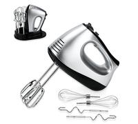 Lychee Frullatore Elettrico Anti-Spruzzo, Frusta a Mano con 5 Velocità e Turbo, Con Base di Stoccaggio, 6 Accessori in Acciaio Inox, Frullatore Elettrico per Cucina e Cottura, 300W