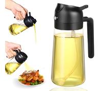Lychico Bottiglia dispenser per olio da 470 ml, dispenser 2 in 1 per olio e spruzzatore di olio, bottiglia spray per uso alimentare per cucina, dispenser di olio per barbecue, insalata, bistecche,