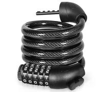 Lychico Lucchetto per bicicletta, con combinazione a 5 cifre, con staffa di montaggio, 1,2 m, resistente cavo in acciaio da 12 mm, per mountain bike, e-bike, scooter, biciclette pieghevoli