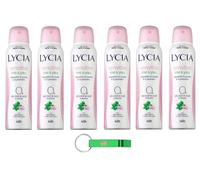 Lycia - 6 deodorante spray Sensitive Me&You, deodorante 0% alcool, 0% sali di alluminio, deodorante da 150 ml + portachiavi Beni Culinari
