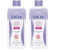 Lycia - Acqua Micellare Struccante Bifasico 3 in 1, con Acqua di Fior di Loto e Olio di Tsubaki, Senza Risciacquo, Efficace contro il make up waterproof più resistente, 400 ml (Confezione da 2)