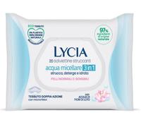 Lycia, Salviette Struccanti all'Acqua Micellare 3 in 1, Eco Tessuto Doppia Azione Biodegradabile, Formula con Acqua di Fiori di loto e Acido Ialuronico per un Effetto Idratante, 20 pezzi