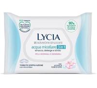 Lycia, Salviette Struccanti all'Acqua Micellare 3 in 1, Eco Tessuto Doppia Azione Biodegradabile, Formula con Acqua di Fiori di loto e Acido Ialuronico per un Effetto Idratante, 20 pezzi