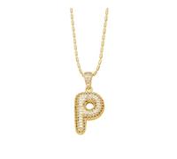 LYCICILI Collana con Lettere a Bolle 26 collane con Lettere iniziali a Bolle, for Donna, Ciondolo con Diamanti placcati in Oro 14k, Regalo di Compleanno di San Valentino for lei (Color : P)