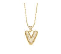 LYCICILI Collana con Lettere a Bolle 26 collane con Lettere iniziali a Bolle, for Donna, Ciondolo con Diamanti placcati in Oro 14k, Regalo di Compleanno di San Valentino for lei (Color : V)