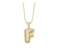 LYCICILI Collana con Lettere a Bolle 26 collane con Lettere iniziali a Bolle, for Donna, Ciondolo con Diamanti placcati in Oro 14k, Regalo di Compleanno di San Valentino for lei (Color : F)