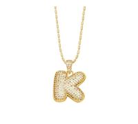 LYCICILI Collana con Lettere a Bolle 26 collane con Lettere iniziali a Bolle, for Donna, Ciondolo con Diamanti placcati in Oro 14k, Regalo di Compleanno di San Valentino for lei (Color : K)