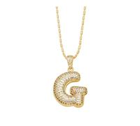 LYCICILI Collana con Lettere a Bolle 26 collane con Lettere iniziali a Bolle, for Donna, Ciondolo con Diamanti placcati in Oro 14k, Regalo di Compleanno di San Valentino for lei (Color : G)