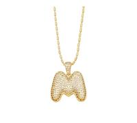 LYCICILI Collana con Lettere a Bolle 26 collane con Lettere iniziali a Bolle, for Donna, Ciondolo con Diamanti placcati in Oro 14k, Regalo di Compleanno di San Valentino for lei (Color : M)