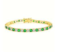 Lyciel 4mm Tennis Zircon Bracciali per le Donne - Dimensione 6,3" - 7,8 "S925 argentato Tennis Birthstone Bracciale, Charm gioielli pregiati San Valentino Regali per le Donne (GW-18CM-G)