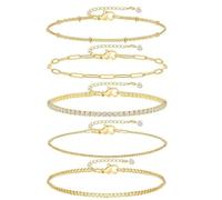 Lyciel Braccialetti placcati in oro 14K Set per le donne, braccialetto a manchetto grosso Braccialetto in oro impilabile per le donne Accessori di moda alla moda Braccialetto a perline a clip (31)