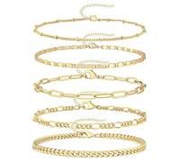 Lyciel Braccialetti placcati in oro 14K Set per le donne, braccialetto a manchetto grosso Braccialetto in oro impilabile per le donne Accessori di moda alla moda Braccialetto a perline a clip (29)