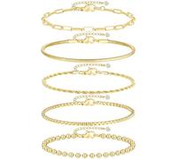 Lyciel Braccialetti placcati in oro 14K Set per le donne, braccialetto a manchetto grosso Braccialetto in oro impilabile per le donne Accessori di moda alla moda Braccialetto a perline a clip (30)